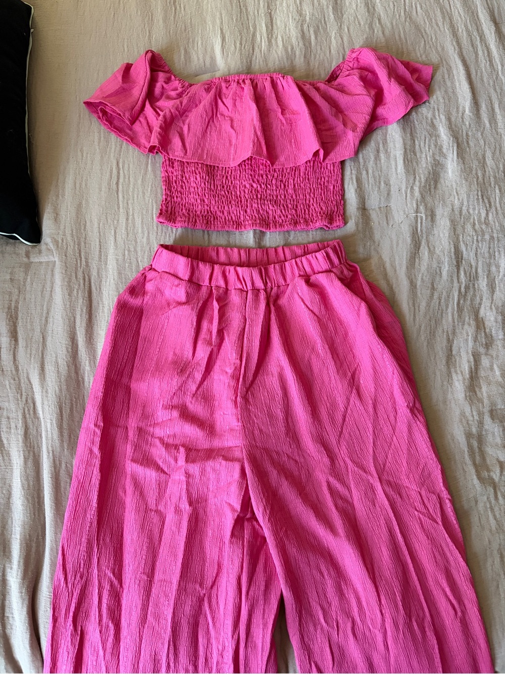 SHEIN Hot Pink Two-Piece Jumpsuit Romper Set